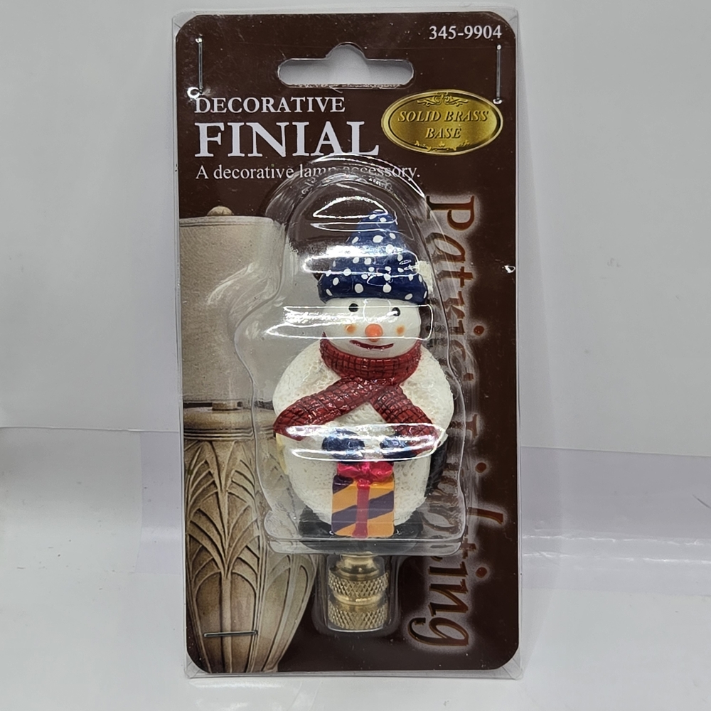 VTG Lamp Shade Finial Snowman Winter Topper Christmas Brass Patriot Lighting New